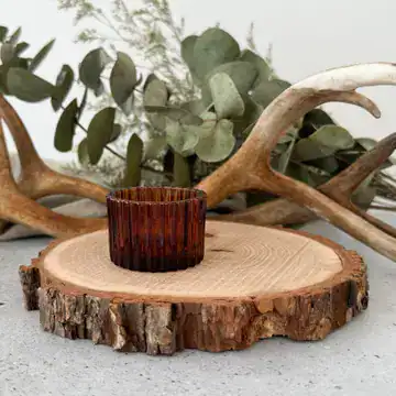 Amber Glass Tealight Holder - Image 3