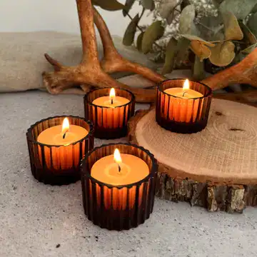 Amber Glass Tealight Holder - Image 2