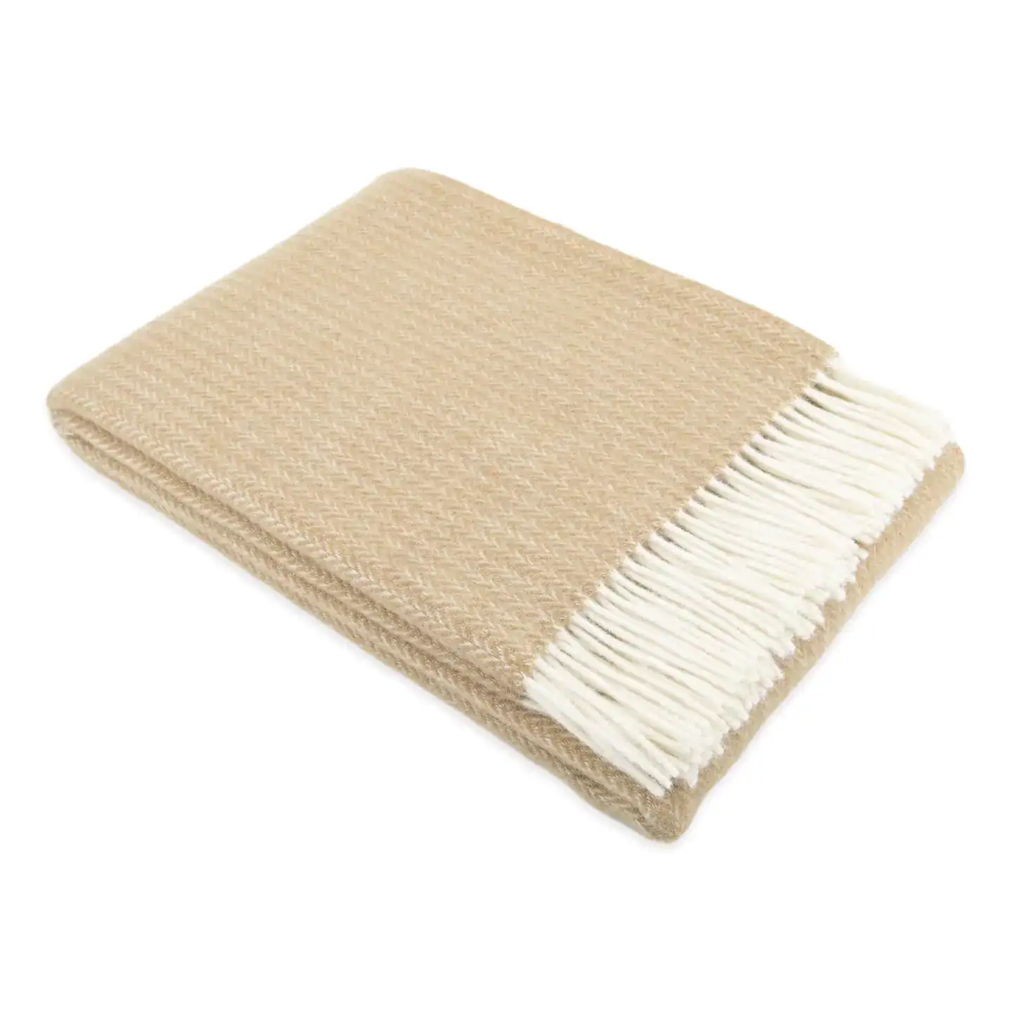 Cable Pattern Beige Wool Blanket - Image 2