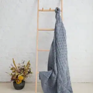 Denim Blue Diamond & Cable Knit Blanket