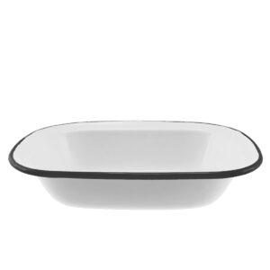 Falcon Enamel Oblong Pie Dish 20cm - Black & White Rim
