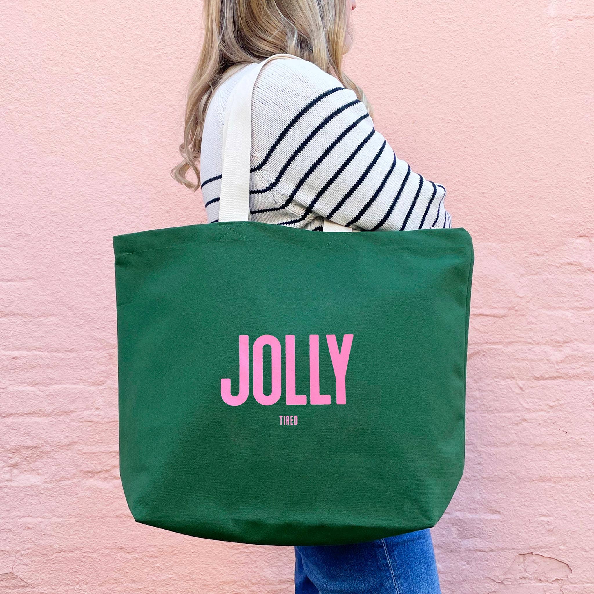 Jolly (Tired) - Forest Green Tote Bag - Image 4