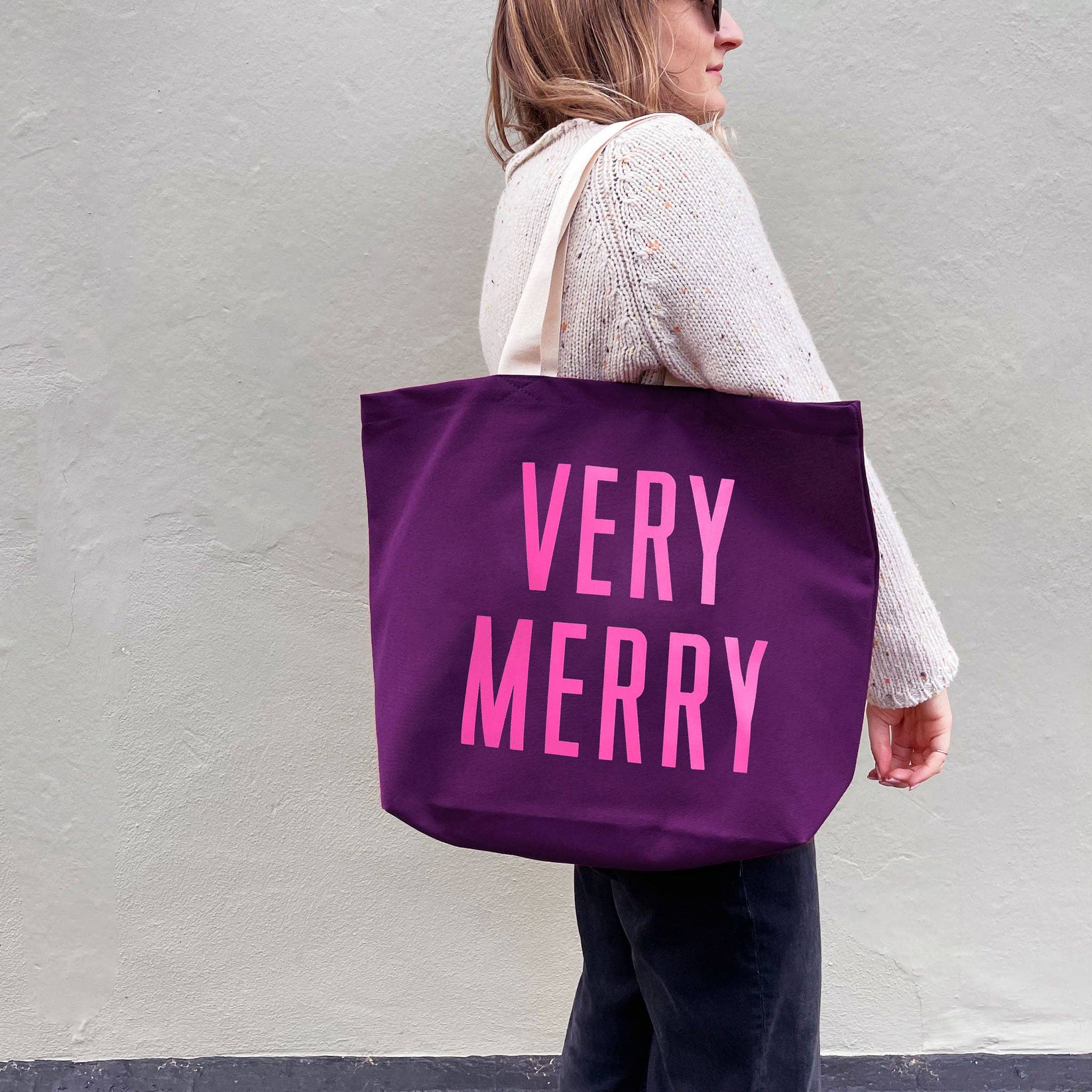 Very Merry - Plum Canvas Tote Bag - Image 2
