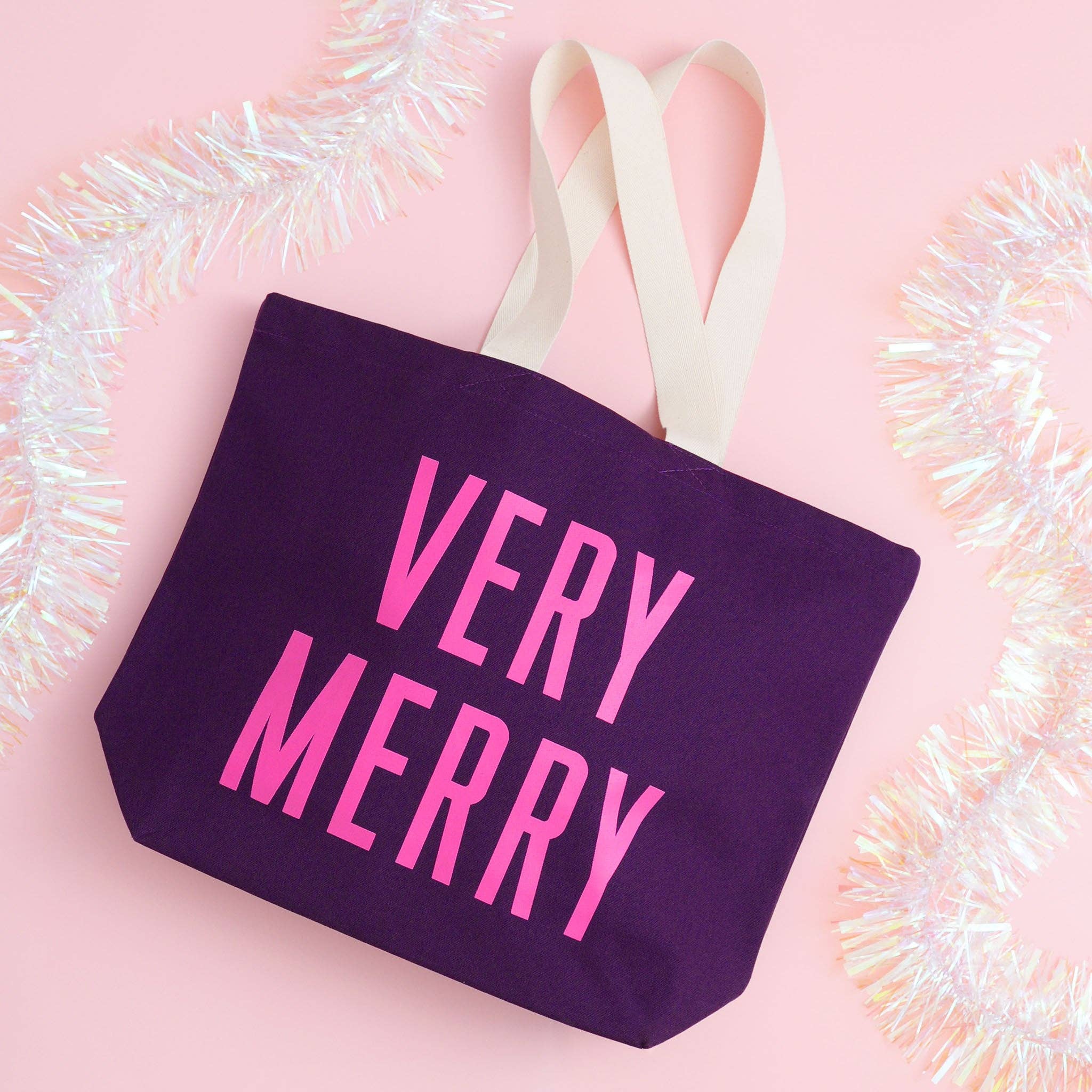 Very Merry - Plum Canvas Tote Bag - Image 3