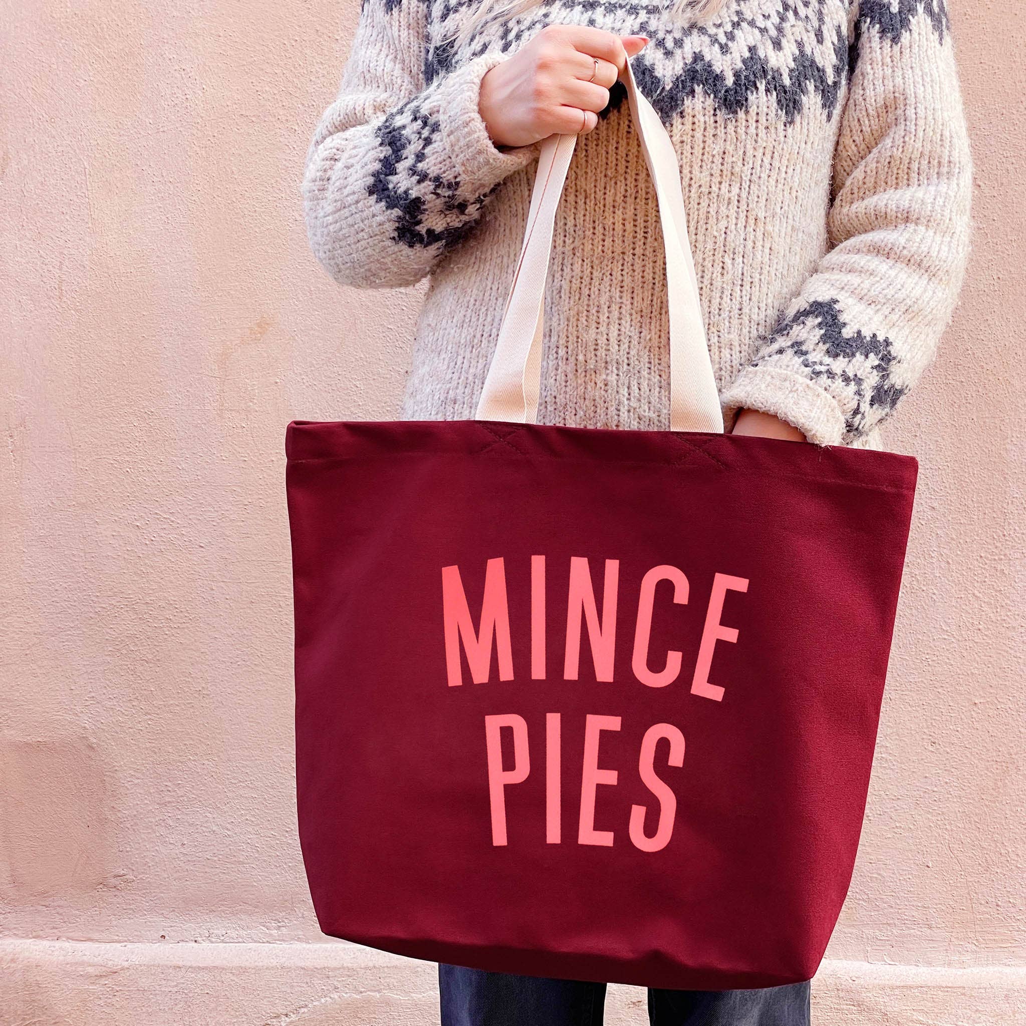 Mince Pies - Burgundy Tote Bag - Image 5
