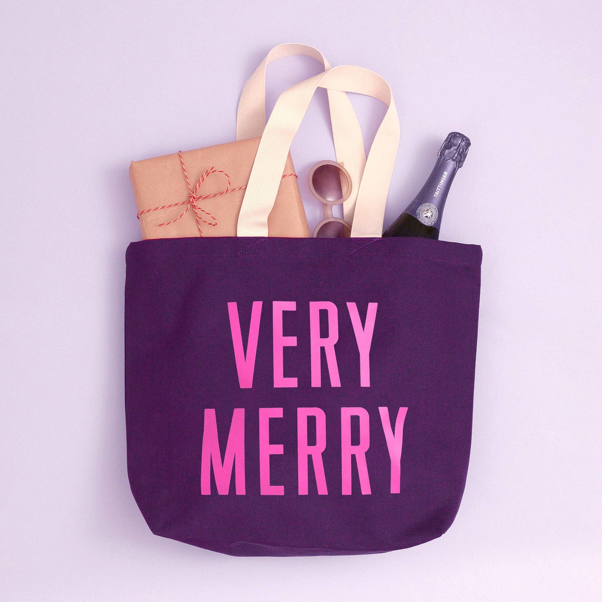 Very Merry - Plum Canvas Tote Bag - Image 5