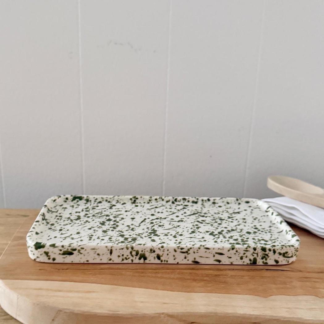 Green Splatter Ceramic Tray